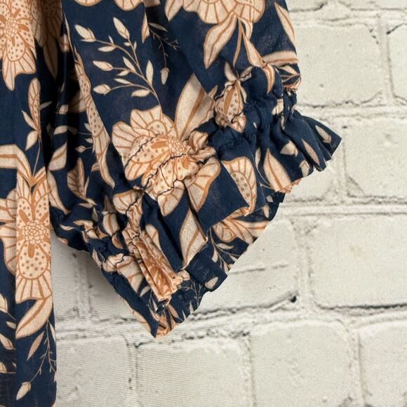 Birds of Paradis Trovata Gemma Blouse Paloma Floral Puff Sleeve Ruffled XS Top - Picture 6 of 12
